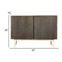 43 Inch 2 Door Accent Sideboard Console Cabinet, Metal Knobs, Dark Brown - BM296118