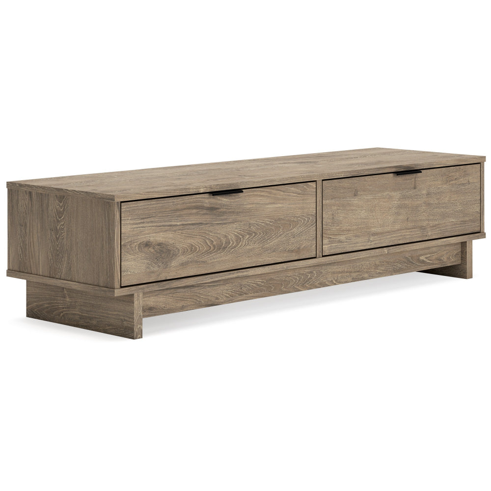 53 Inch 2 Drawer Storage Bench, Rich Solid Brown Frame, 2 Gliding Drawers - BM296510