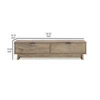 53 Inch 2 Drawer Storage Bench, Rich Solid Brown Frame, 2 Gliding Drawers - BM296510