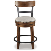 Zane 25 Inch Swivel Counter Height Stool, Round Cushioned Seat, Brown Wood - BM296511