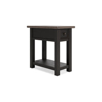 24 Inch Side End Table, Black Wood Base, Power Socket and USB Chargers - BM296518