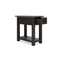 24 Inch Side End Table, Black Wood Base, Power Socket and USB Chargers - BM296518