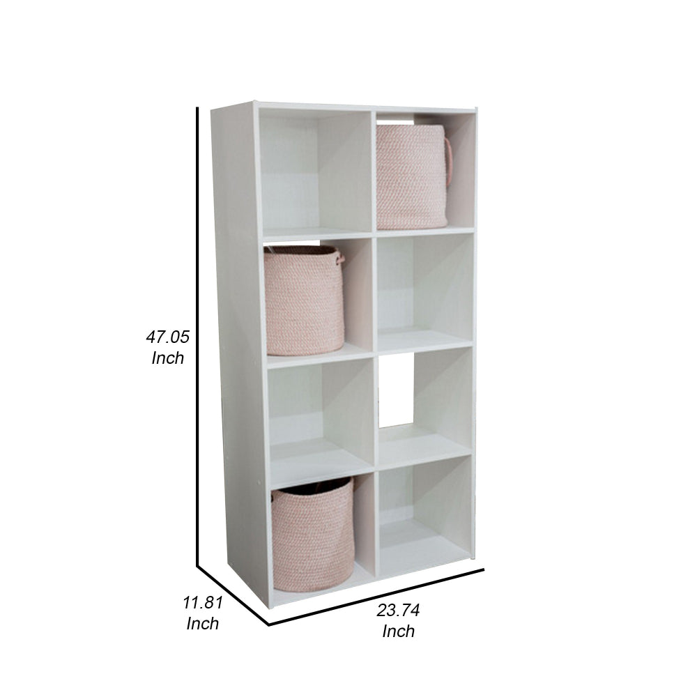 Benjara Lizy 47 Inch Tall Bookcase Organizer, 8 Cube Style