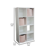 Lizy 47 Inch Tall Bookcase Organizer, 8 Cube Style Storage, White Finish - BM296521