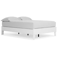 Asher Full Sized Platform Bed, Modern Silhouette, Matte White Wood Frame - BM296529