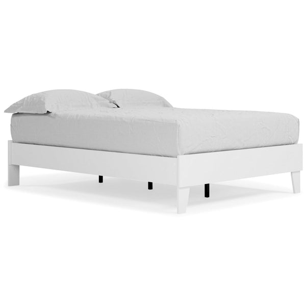 Asher Full Sized Platform Bed, Modern Silhouette, Matte White Wood Frame - BM296529