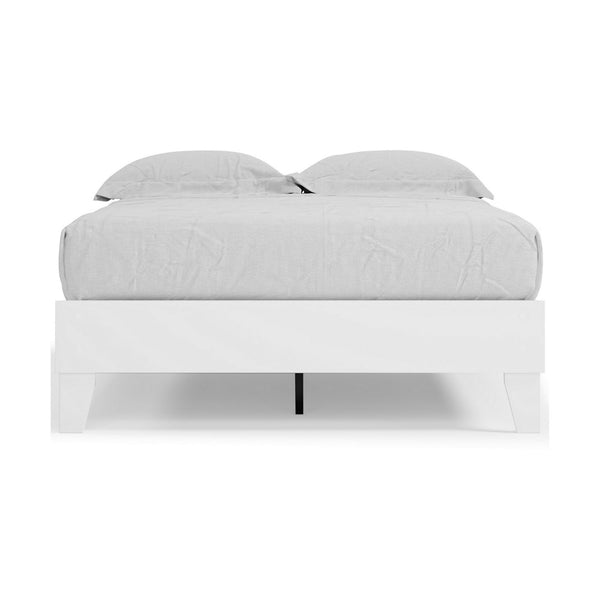 Asher Full Sized Platform Bed, Modern Silhouette, Matte White Wood Frame - BM296529