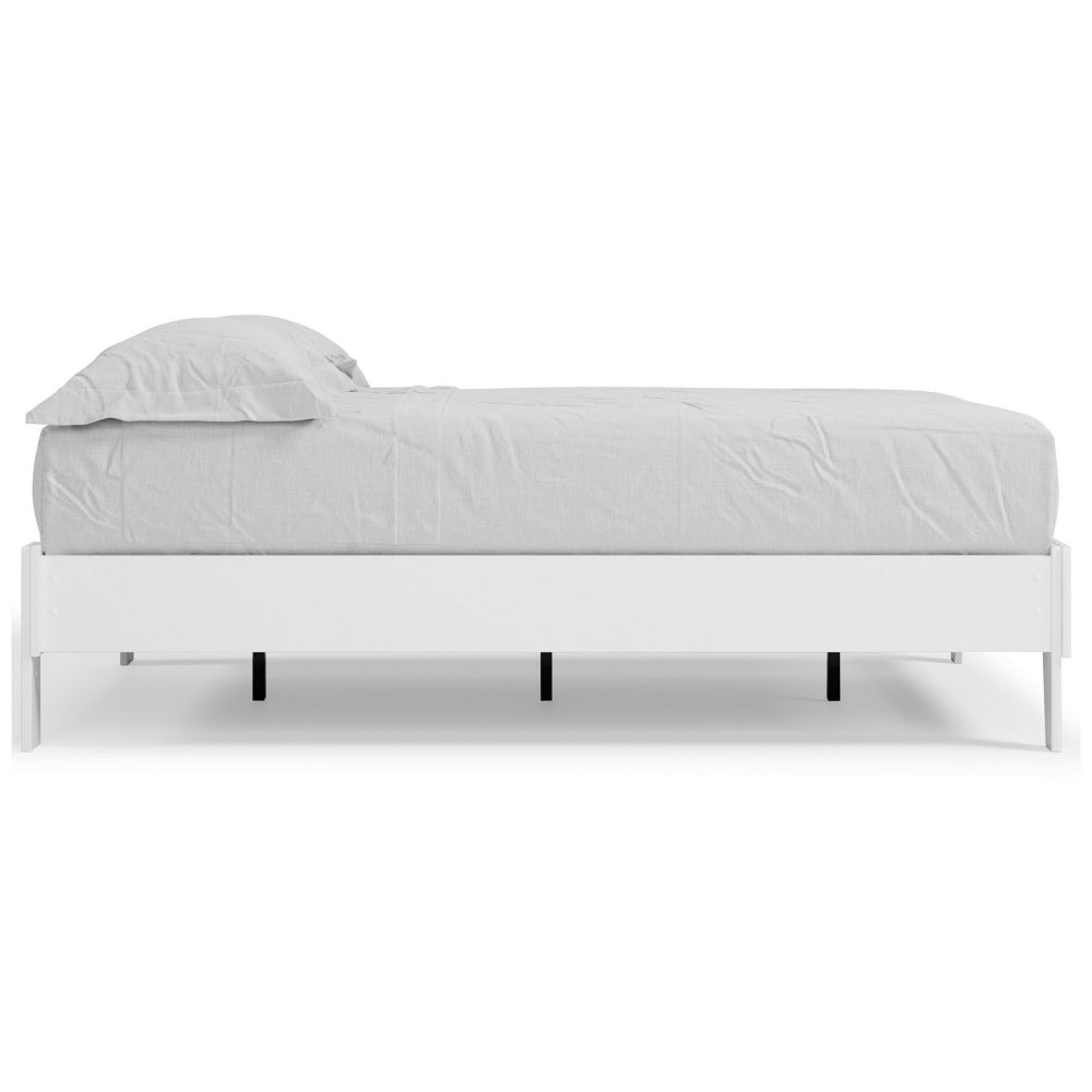 Asher Full Sized Platform Bed, Modern Silhouette, Matte White Wood Frame - BM296529