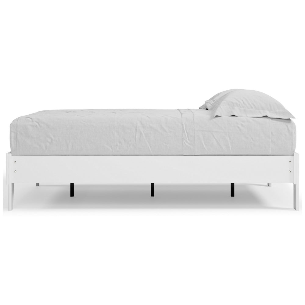 Asher Full Sized Platform Bed, Modern Silhouette, Matte White Wood Frame - BM296529