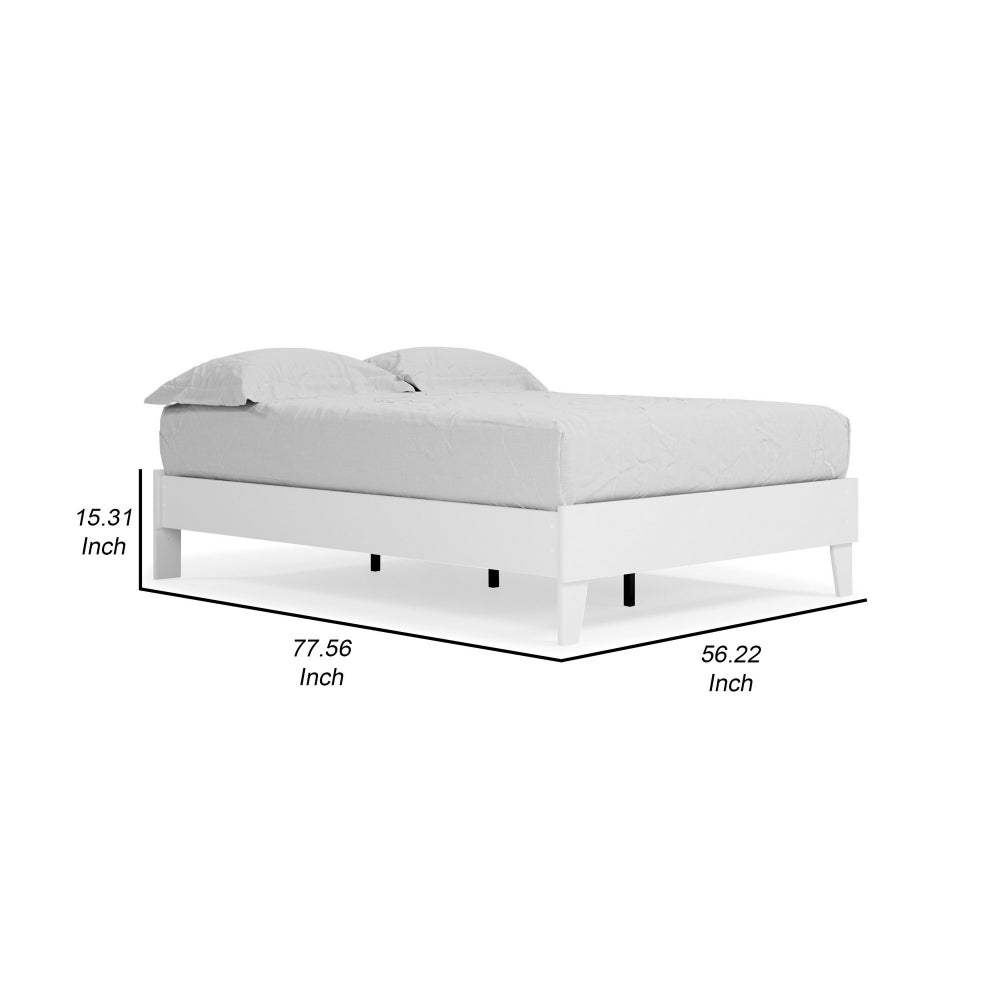 Asher Full Sized Platform Bed, Modern Silhouette, Matte White Wood Frame - BM296529