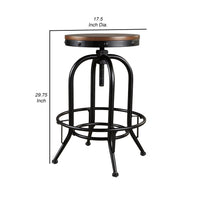 Zane 30 Inch Adjustable Swivel Barstool, Set of 2, Matte Black Metal Base - BM296537