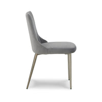 18 Inch Modern Dining Chair, Set of 2, Gray Velvet Seat, Gold Metal Legs - BM296552