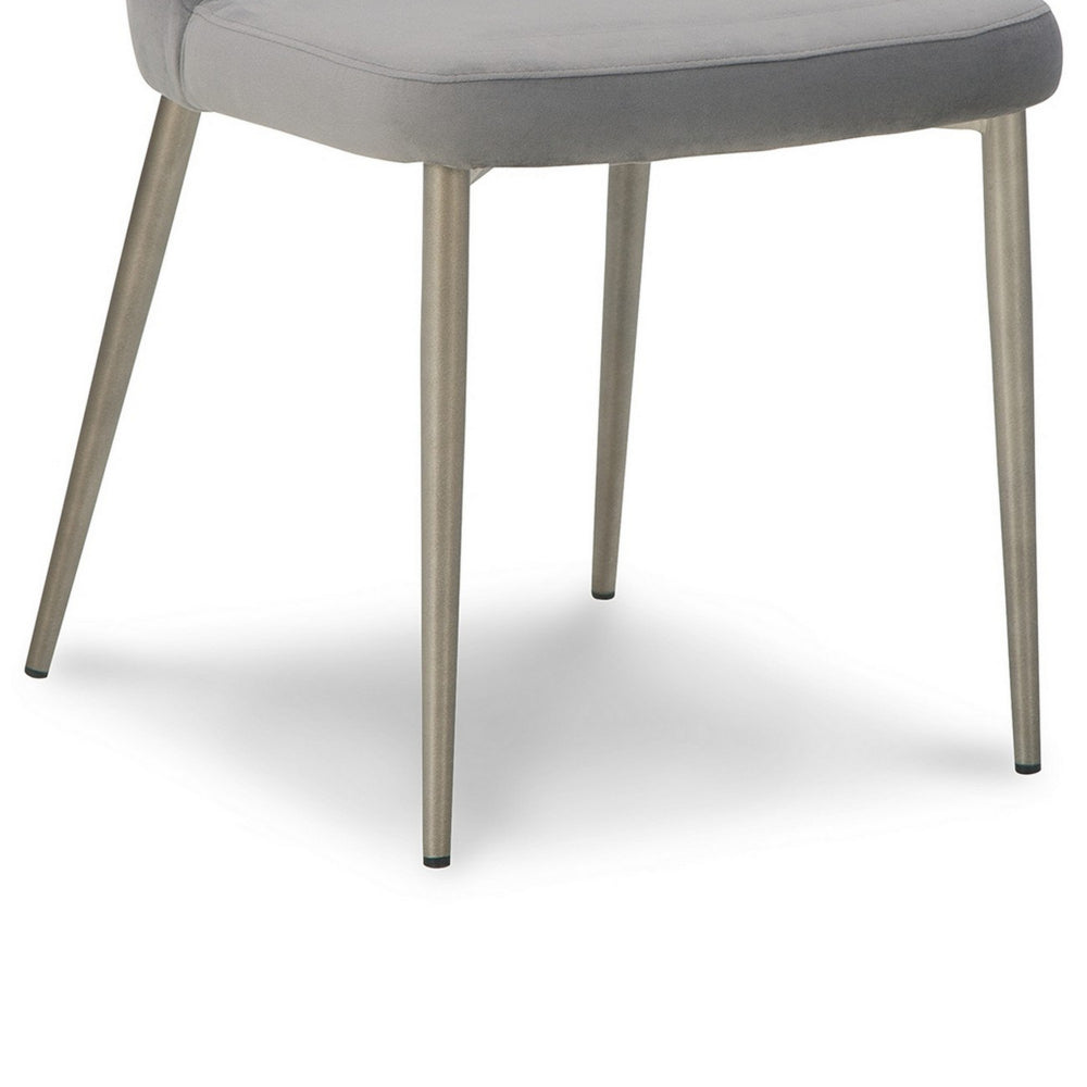 18 Inch Modern Dining Chair, Set of 2, Gray Velvet Seat, Gold Metal Legs - BM296552