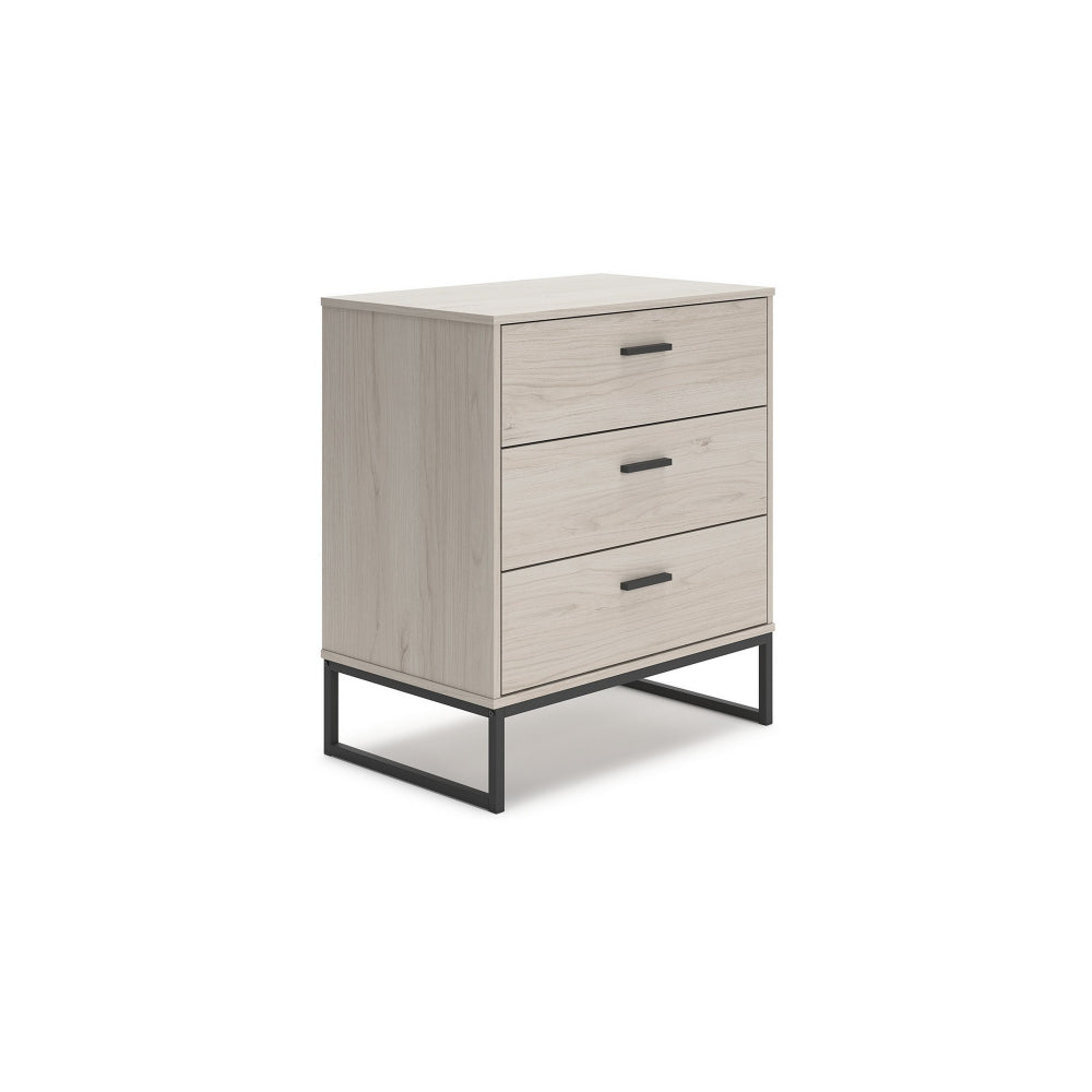 34 Inch Tall Nightstand Chest, 3 Spacious Drawers, Smooth Light Gray Finish - BM296560