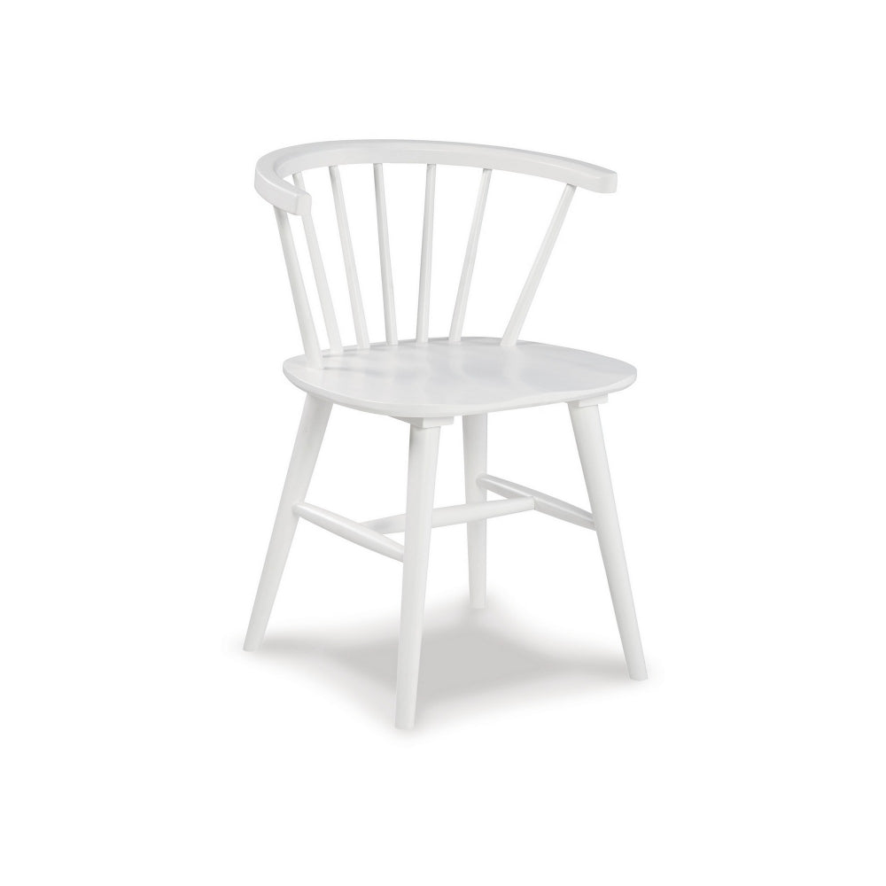 22 Inch Set of 2 Dining Chairs, Spindle Backrest, Matte White Wood Design - BM296573