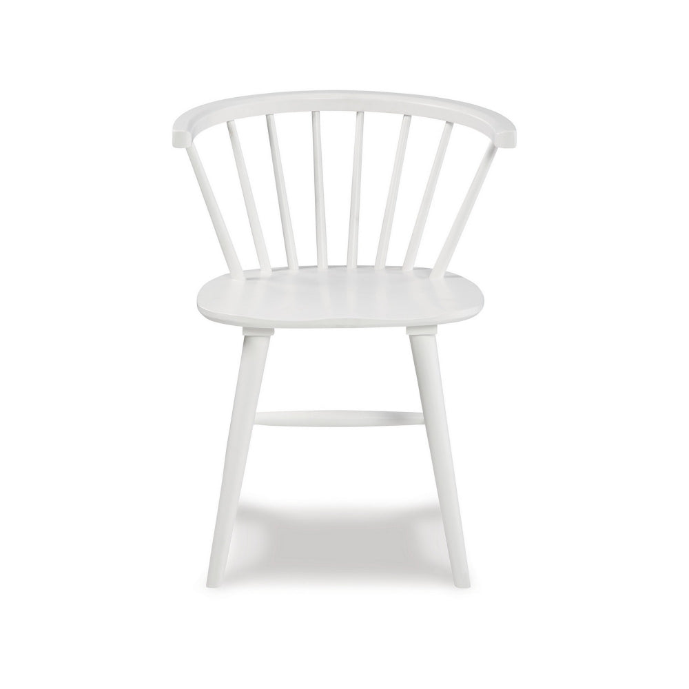 22 Inch Set of 2 Dining Chairs, Spindle Backrest, Matte White Wood Design - BM296573