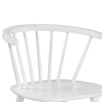 22 Inch Set of 2 Dining Chairs, Spindle Backrest, Matte White Wood Design - BM296573