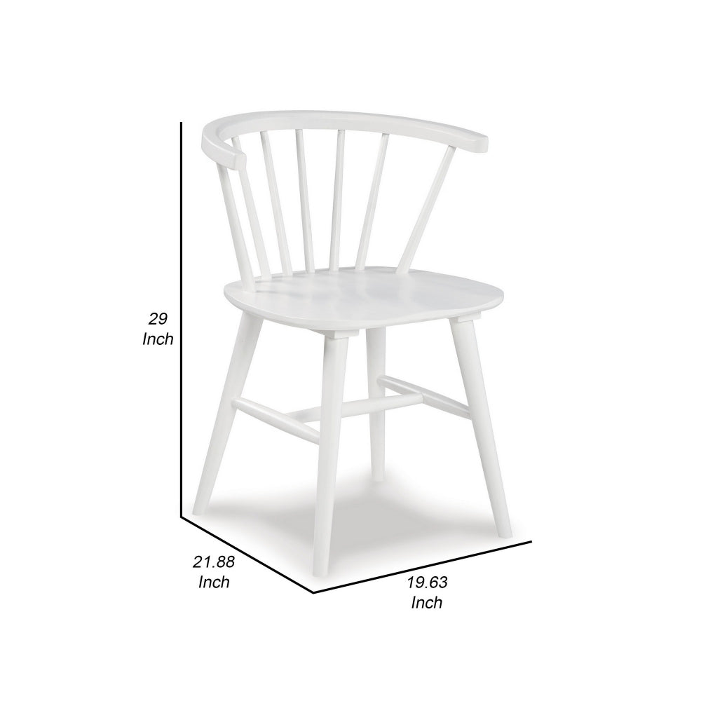 22 Inch Set of 2 Dining Chairs, Spindle Backrest, Matte White Wood Design - BM296573