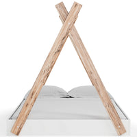 Pipa Modern Full Bed, Crossed Wood A Frame Tent Stand, Crisp White Base - BM296578