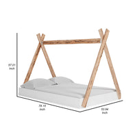 Pipa Modern Full Bed, Crossed Wood A Frame Tent Stand, Crisp White Base - BM296578