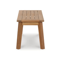 47 Inch Rectangular Bench, Natural Acacia Wood, Slatted Seat, Angled Legs - BM296581