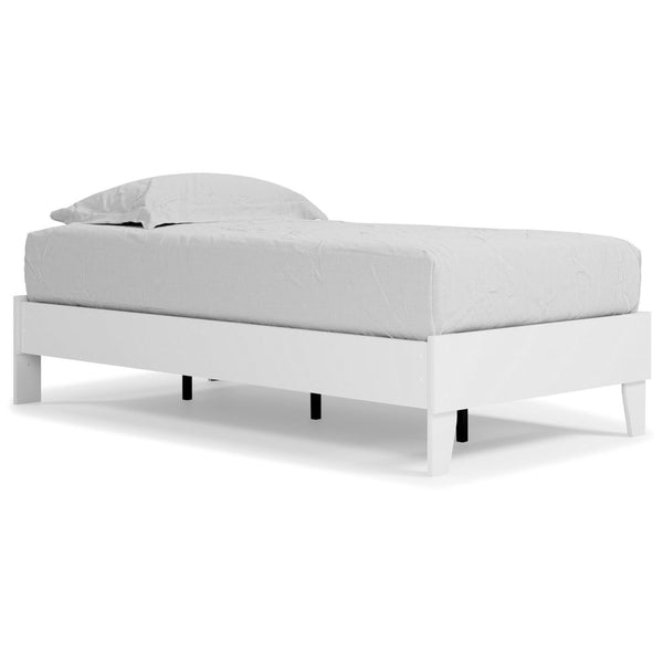 Asher Modern Twin Size Platform Bed, Minimalistic Crisp White Wood Base - BM296593