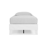 Asher Modern Twin Size Platform Bed, Minimalistic Crisp White Wood Base - BM296593