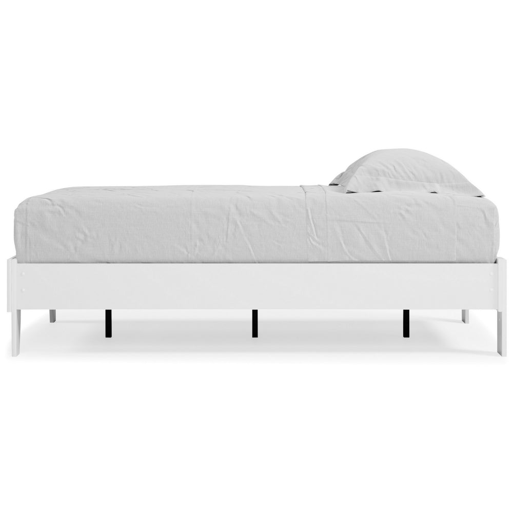 Asher Modern Twin Size Platform Bed, Minimalistic Crisp White Wood Base - BM296593