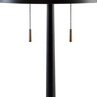 Kien 24 Inch Modern Table Lamp, Black Metal Drum Shade, Gold Toned Base - BM296596