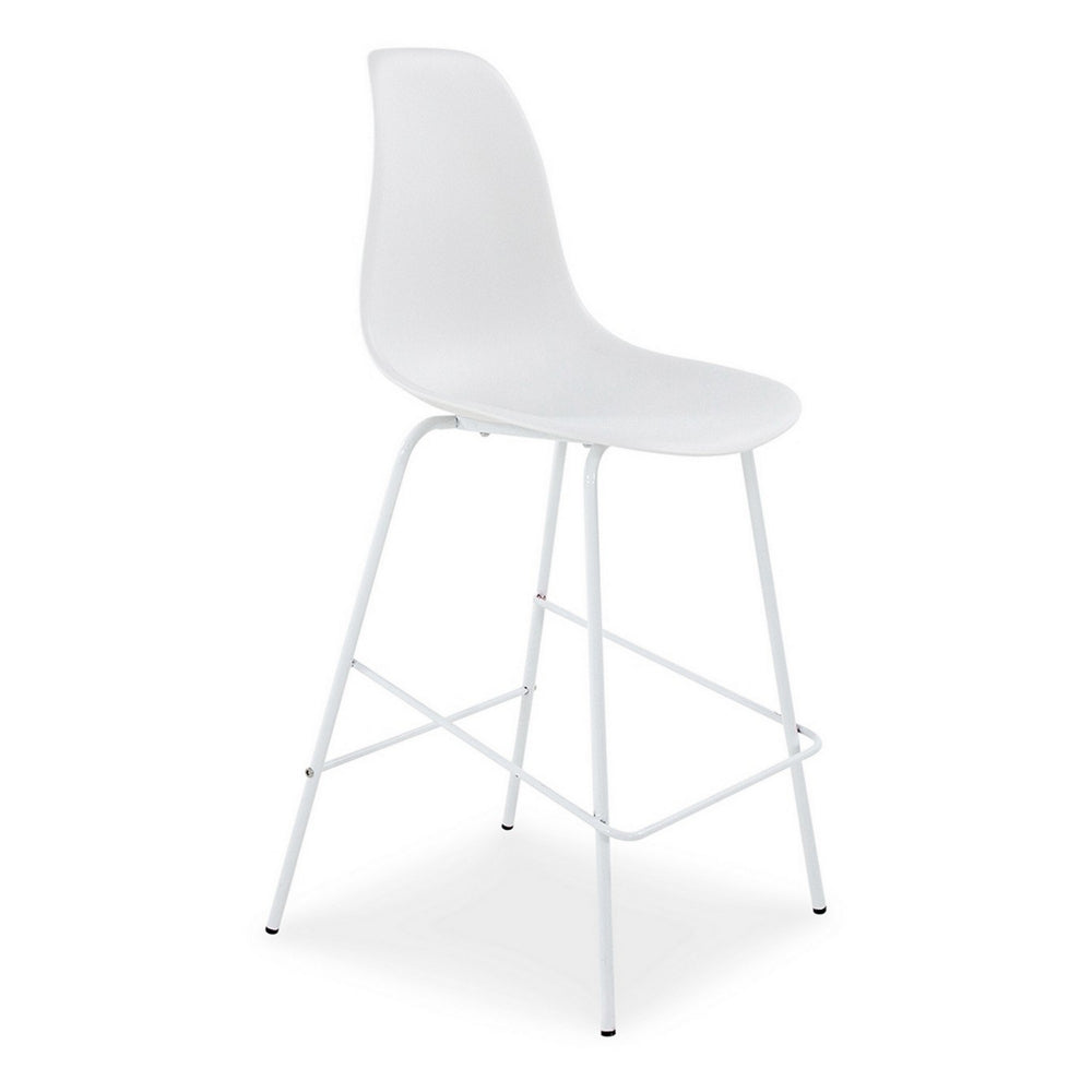 Mira 25 Inch Counter Height Stool, Set of 2, Bucket Seat, White Metal Frame - BM296603