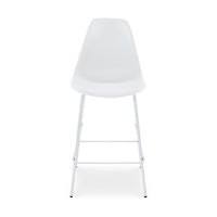 Mira 25 Inch Counter Height Stool, Set of 2, Bucket Seat, White Metal Frame - BM296603