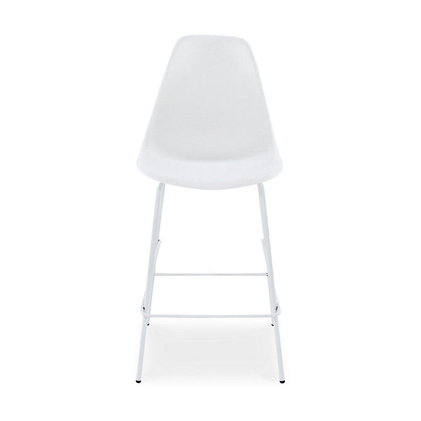 Mira 25 Inch Counter Height Stool, Set of 2, Bucket Seat, White Metal Frame - BM296603