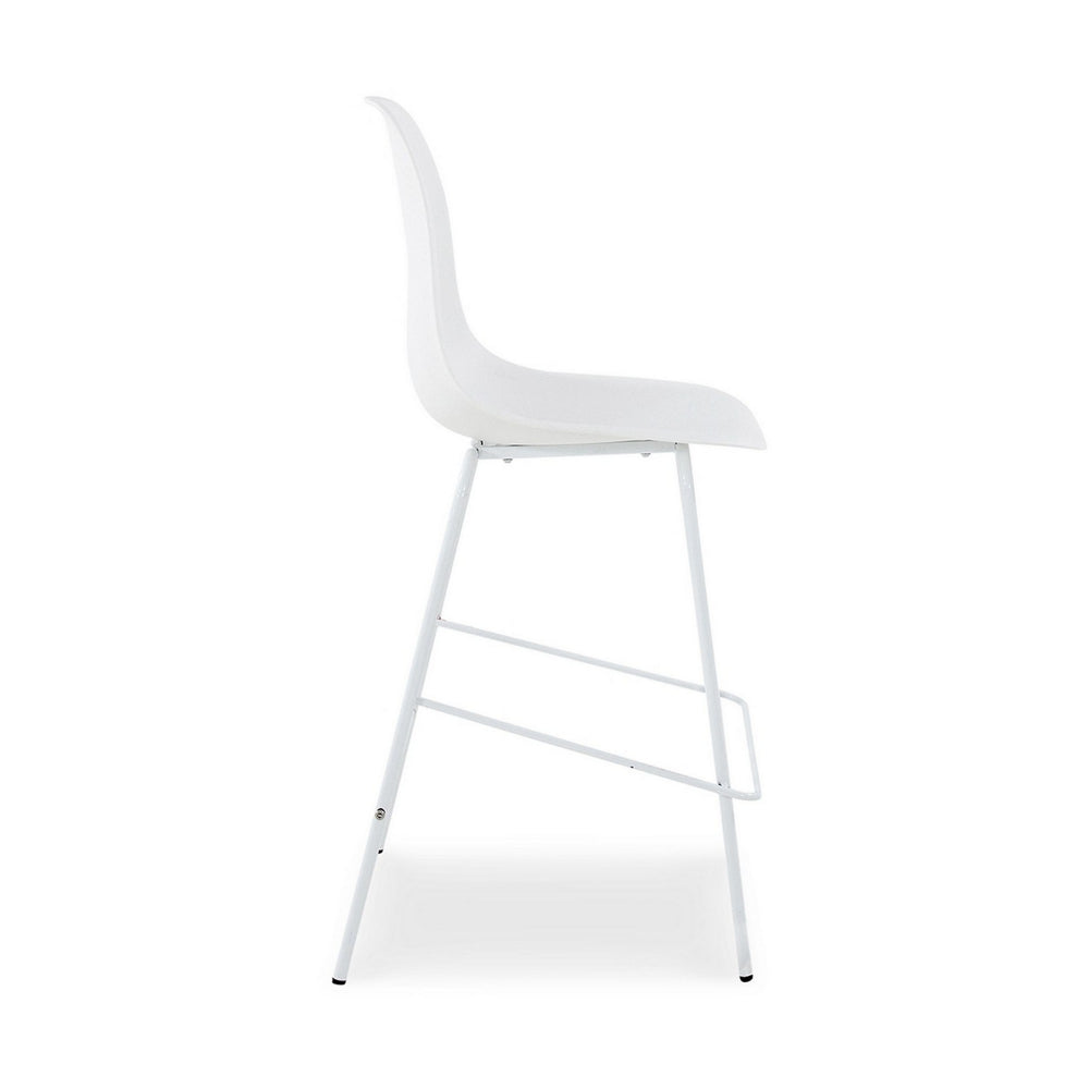 Mira 25 Inch Counter Height Stool, Set of 2, Bucket Seat, White Metal Frame - BM296603