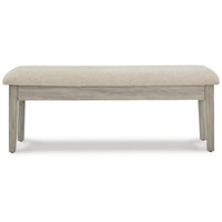 49 Inch Storage Bench, Tapered Block Legs, Beige Textured Fabric Seat - BM296608