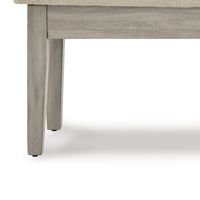 49 Inch Storage Bench, Tapered Block Legs, Beige Textured Fabric Seat - BM296608