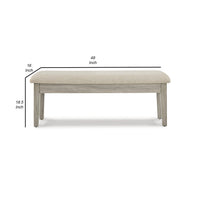 49 Inch Storage Bench, Tapered Block Legs, Beige Textured Fabric Seat - BM296608