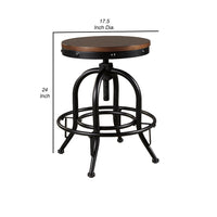 Zane 24 Inch Adjustable Swivel Counter Stool, Set of 2, Black Metal Base - BM296620