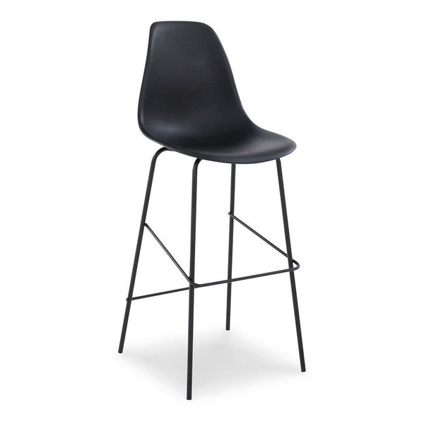 Mira 30 Inch Barstool, Set of 2, Curved Bucket Seat, Black Metal Frame - BM296625