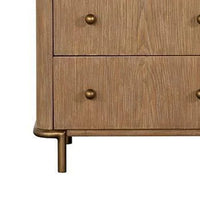 Hiz 29 Inch 3 Drawer Nightstand with Dual USB Ports, Brass Legs, Brown - BM296627