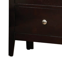 Con 26 Inch Modern 2 Drawer Nightstand, Silver Knobs, Cappuccino Brown - BM296652