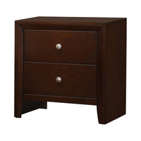 Edw 24 Inch Classic 2 Drawer Bedside Nightstand, Silver Knobs, Merlot Brown - BM296655