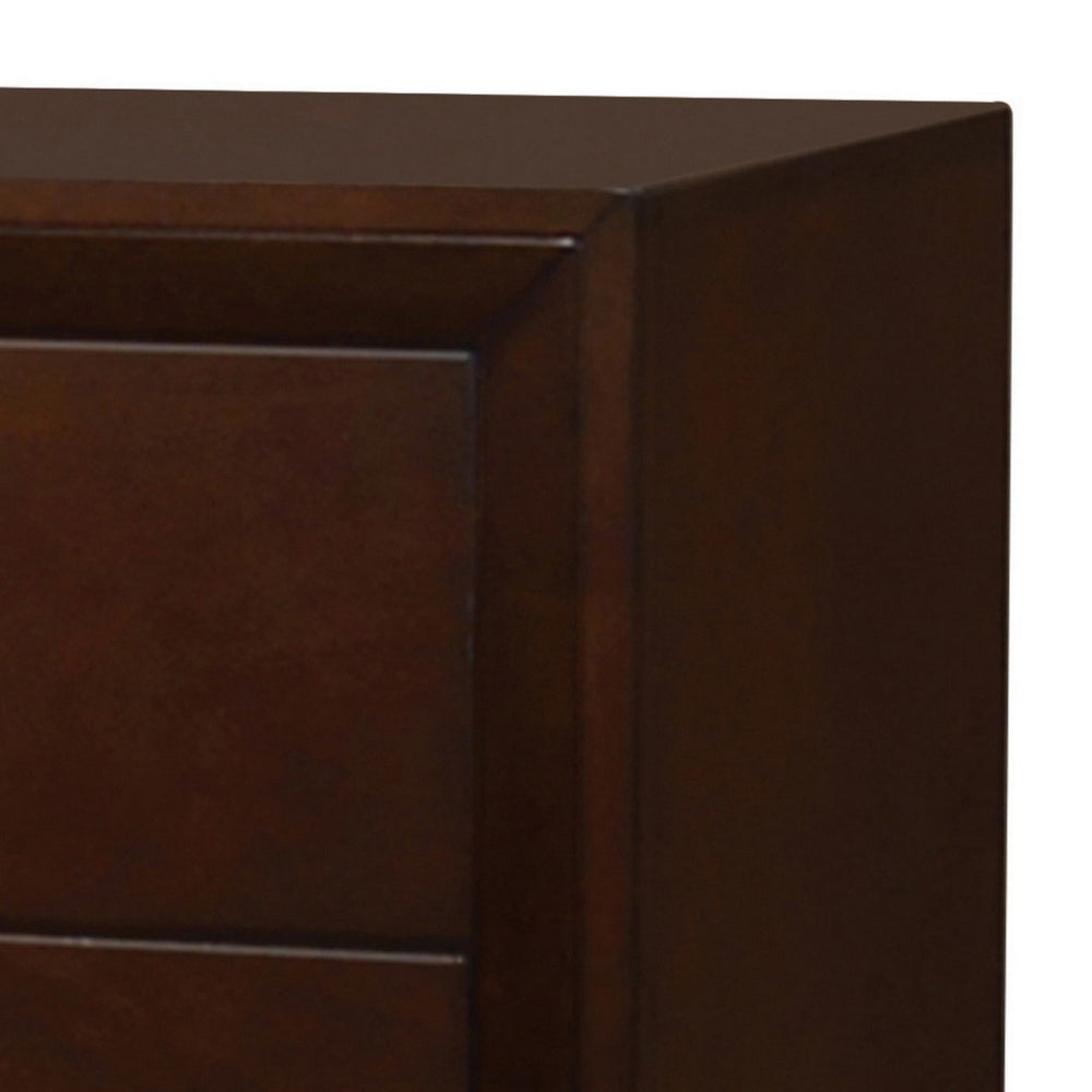 Edw 24 Inch Classic 2 Drawer Bedside Nightstand, Silver Knobs, Merlot Brown - BM296655