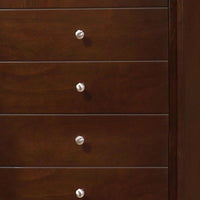 Edw 48 Inch Classic Tall 5 Drawer Dresser Chest, Silver Knobs, Merlot Brown - BM296657