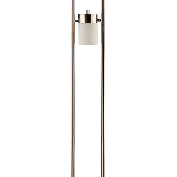 65 Inch Silver Floor Lamp, 3 Horizontal Swivel Lights, Frosted Glass Shade - BM296666