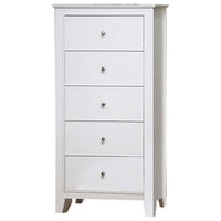 Nee 48 Inch Tall Dresser Chest, 5 Drawers with Silver Knobs, Matte White - BM296676