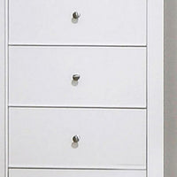 Nee 48 Inch Tall Dresser Chest, 5 Drawers with Silver Knobs, Matte White - BM296676