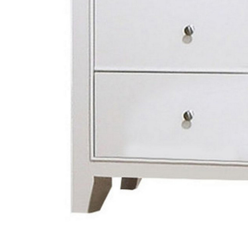 Nee 48 Inch Tall Dresser Chest, 5 Drawers with Silver Knobs, Matte White - BM296676