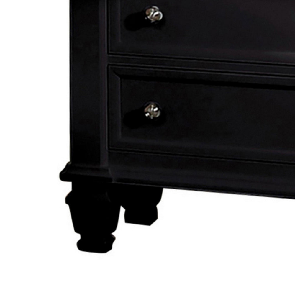 Lila 30 Inch Nightstand with Slide Out Tray, Felt Lined Top Drawer, Black - BM296706