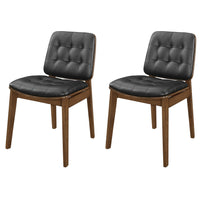 18 Inch Dining Chair, Set of 2, Black Vegan Faux Leather, Tufted Seat  - BM296722