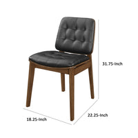 18 Inch Dining Chair, Set of 2, Black Vegan Faux Leather, Tufted Seat  - BM296722